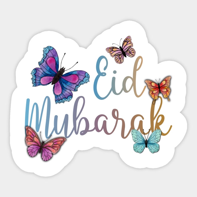 Eid Mubarak Blessed Eid Al Fitr Eid Al Adha Muslim Feast Watercolor Butterfly Sticker by GloriaArts⭐⭐⭐⭐⭐